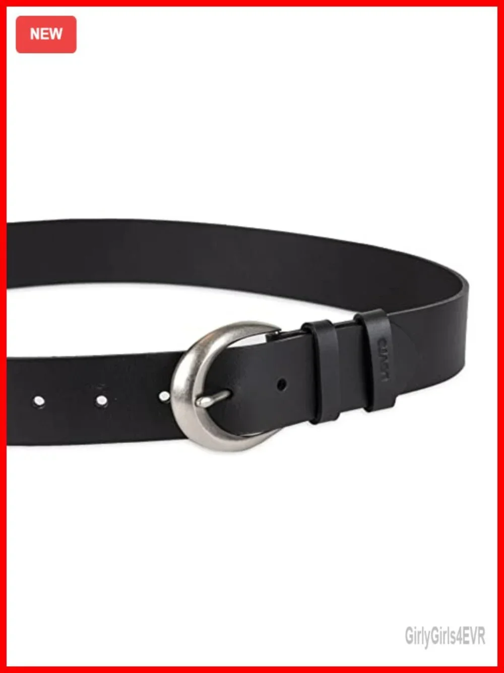Genuine Leather Women's Round Cut Edge Logo Loop Jean Belt, 1.5 Inch